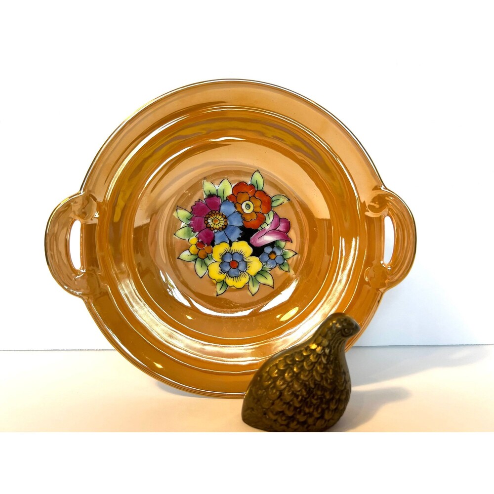 Porcelain Noritake Catch-all Bowl, Carnival Glass